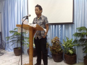 Jonathan Sta Rita giving his testimony of  conversion